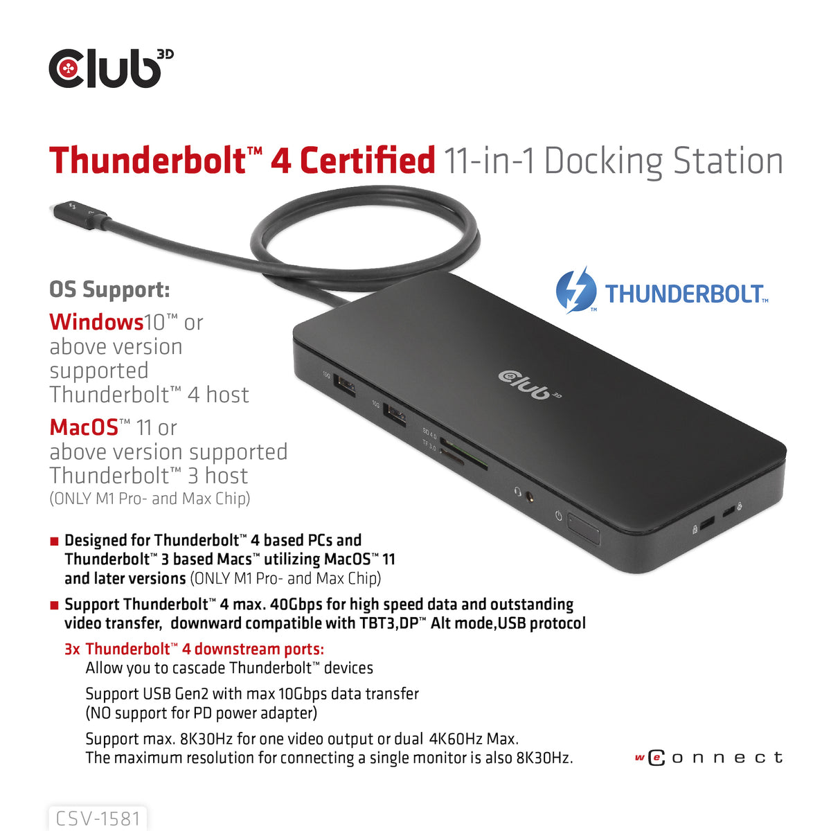CLUB3D Thunderbolt™ 4 Zertifizierte 11-in-1-Docking-Station