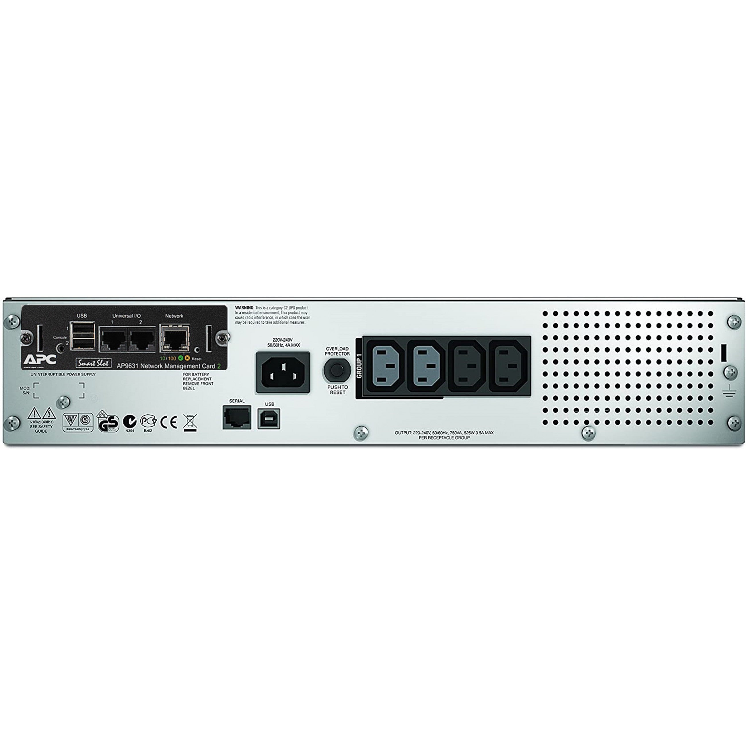 APC Smart-UPS Rack 2HE SMT750RMI2UNC 750VA 500W inkl. Netzwerkkarte