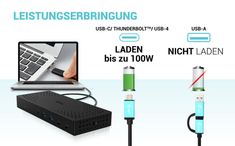 i-tec USB 3.0 / USB-C / Thunderbolt, 3x 4K Docking Station Gen 2 + Power Delivery 100W