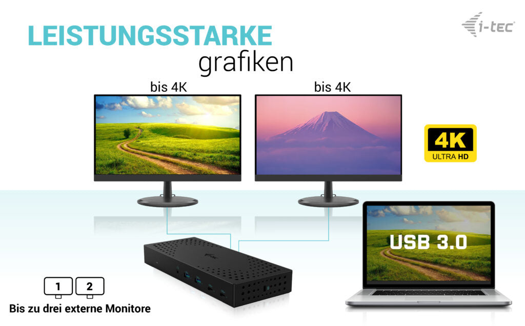 i-tec USB 3.0 / USB-C / Thunderbolt, 3x 4K Docking Station Gen 2 + Power Delivery 100W