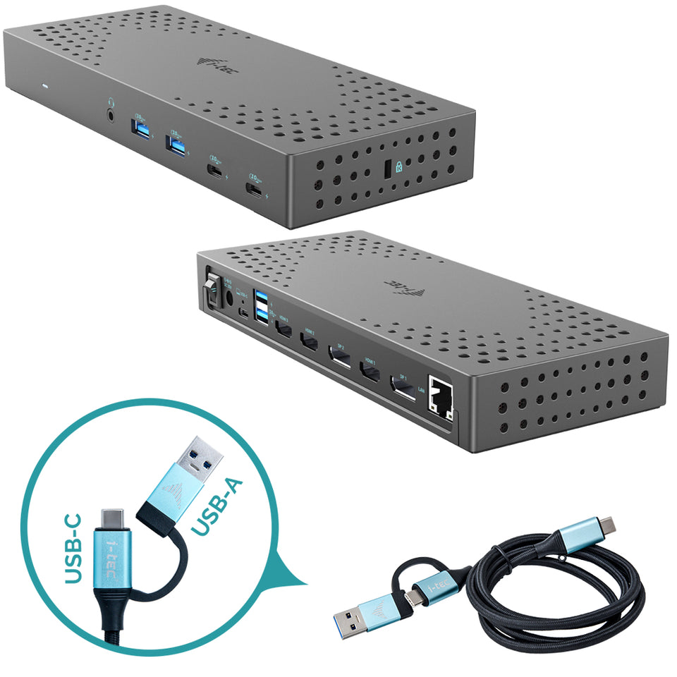 i-tec USB 3.0 / USB-C / Thunderbolt, station d'accueil 3x 4K Gen 2 + Power Delivery 100W