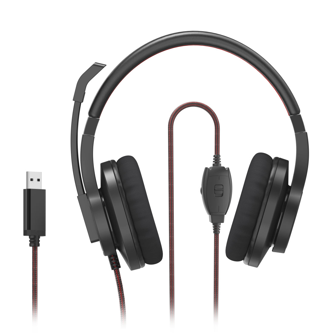 Hama HS-USB400 V2 Kopfhörer Kabelgebunden Kopfband Büro/Callcenter USB Typ-A Schwarz, Rot