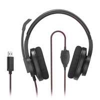 Hama HS-USB400 V2 Kopfhörer Kabelgebunden Kopfband Büro/Callcenter USB Typ-A Schwarz, Rot