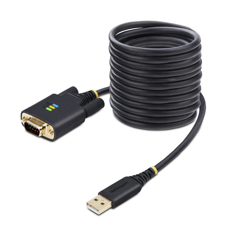 StarTech.com 3m USB Seriell Adapterkabel, USB-A auf DB9 RS232, FTDI IC, COM Retention, LED, wechselbare DB9 Schrauben und Muttern, ESD-Schutz, Windows, macOS und Linux