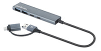Manhattan 181075 laptop-dockingstation & portreplikator Kabelgebunden USB 3.2 Gen 1 (3.1 Gen 1) Type-A + Type-C Grau