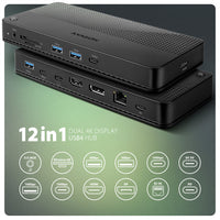 Axagon HMC-U4 USB4 dock, 3x USB-A, 2x USB-C, HDMI & DP 8K/30Hz, RJ-45, SD/mSD, audio, PD 100W