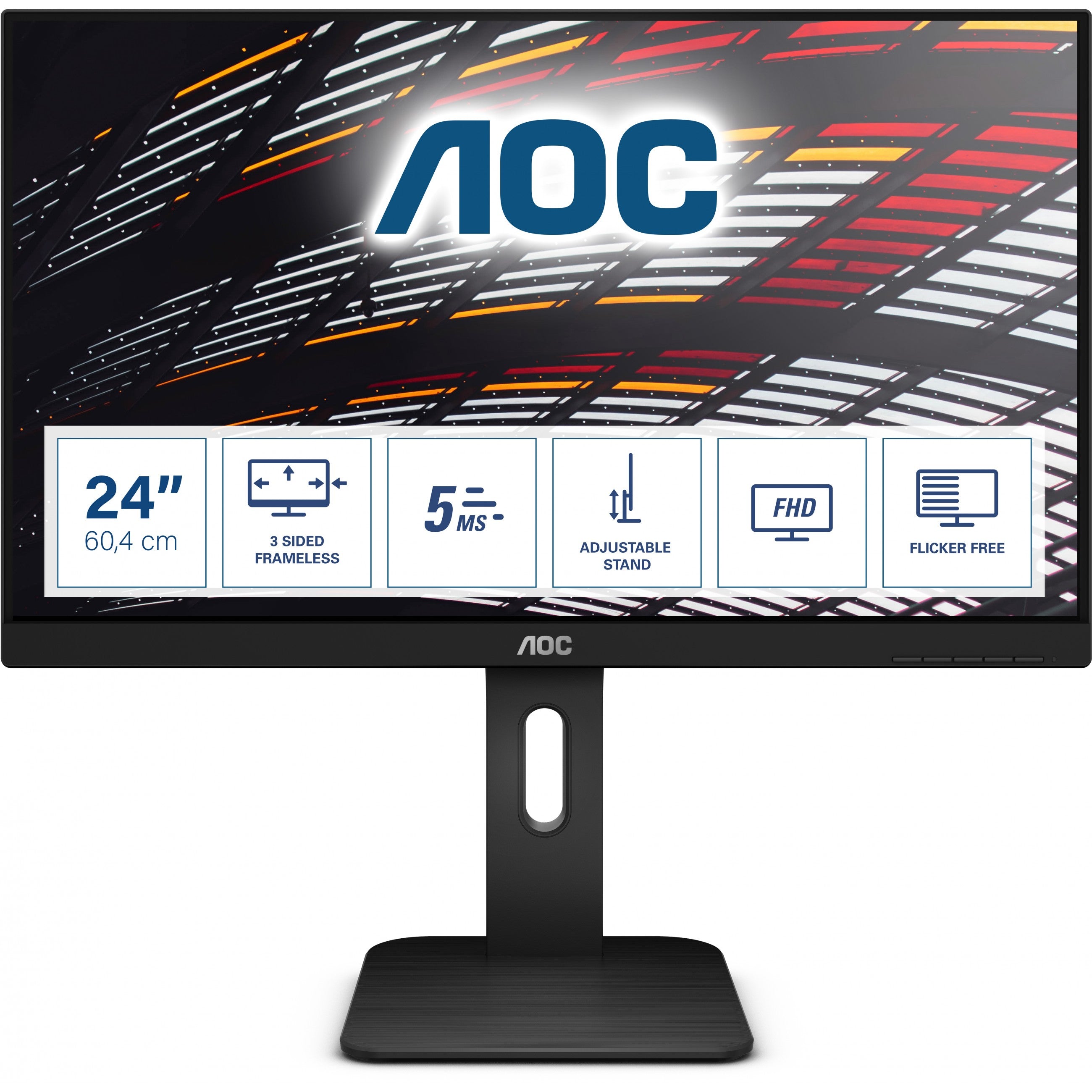 60.5cm/24'' (1920x1080) AOC 24P1 IPS 16:9 USB 5ms VGA HDMI DisplayPort Speaker FULL HD Black