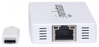 Manhattan USB-C auf 3-Port Hub mit Gigabit-Ethernet-Netzwerkadapter, USB 3.1 Gen 1 (5 Gbit/s) auf 10/100/1000 Mbit/s Gigabit Ethernet