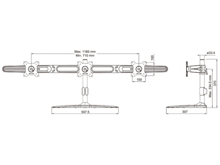 Multibrackets 4999 Flachbildschirm-Tischhalterung 61 cm (24") Tisch/Bank Schwarz