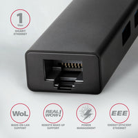 Axagon HMC-GL3A USB-C-Hub 3x USB-A Gbit-LAN schwarz Kabelgebunden USB 3.2 Gen 1 (3.1 Gen 1) Type-C