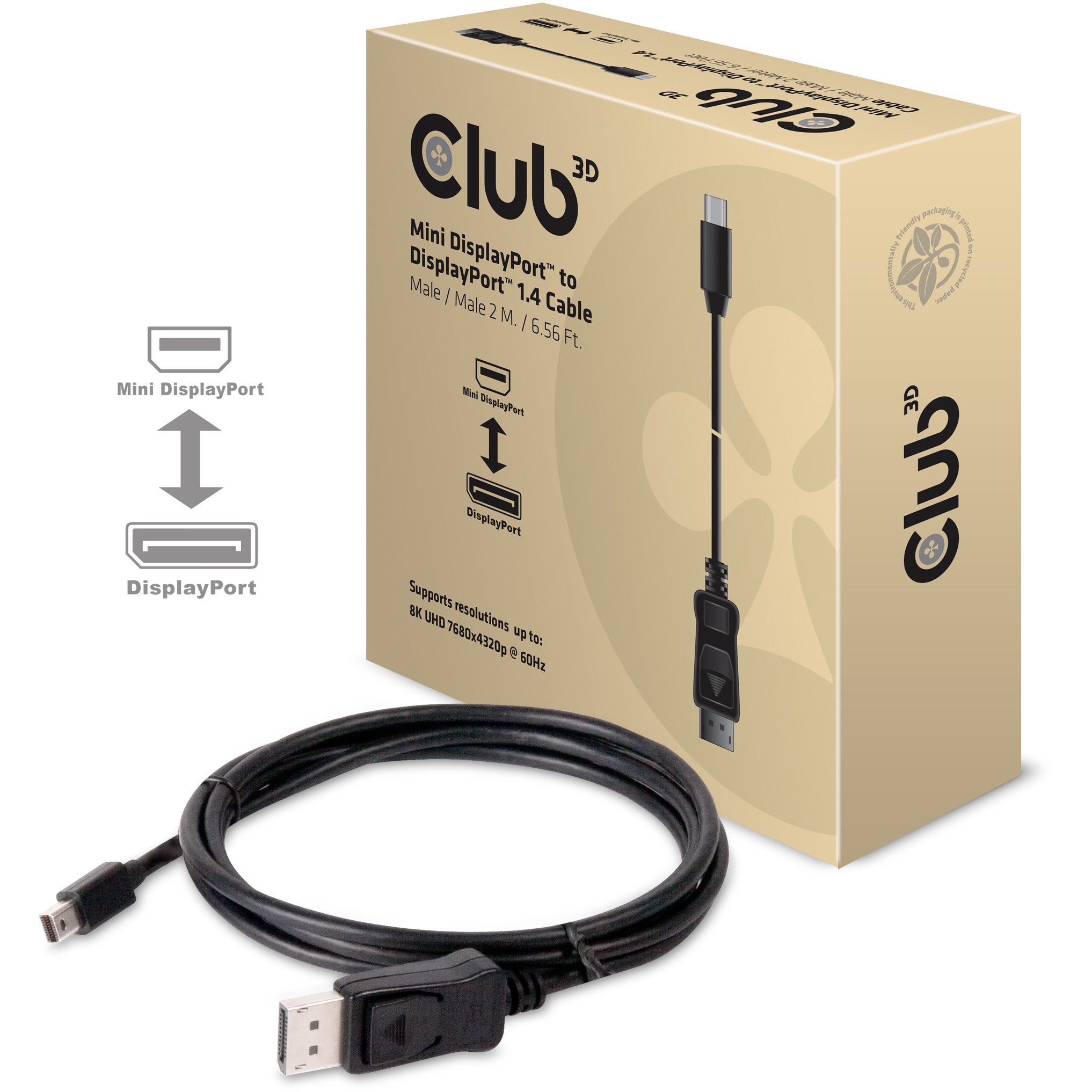 Club3D Kabel MiniDP 1.4 <-> DP 1.4 2m 8K60Hz St/St retail