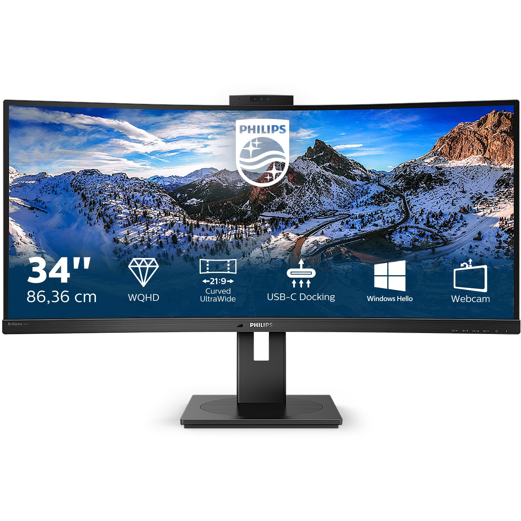 Philips 86.4cm (34.0") 346P1CRH 21:09 HDMI+DP+USB-C VA