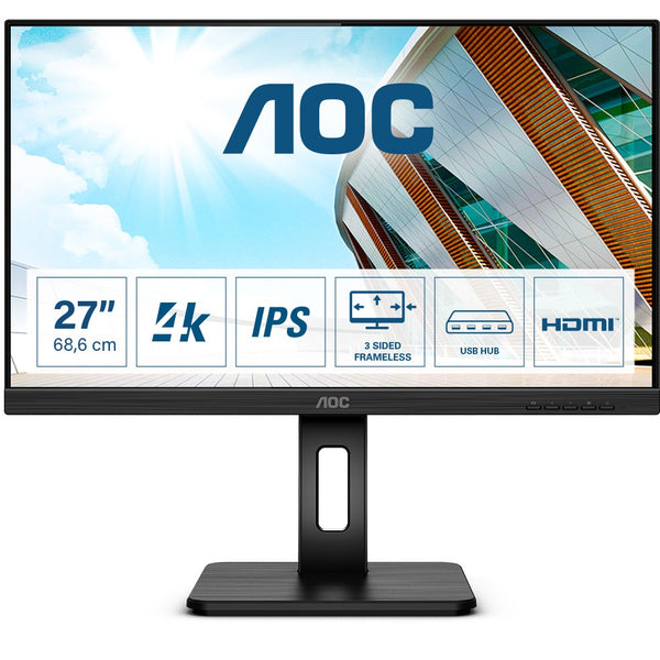 68.4cm/27'' (3840x2160) AOC U27P2 16:9 4ms USB HDMI DisplayPort Pivot Speaker 4K UHD Black
