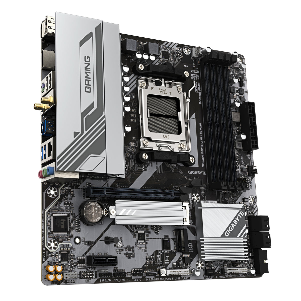 GIGABYTE B650M GAMING PLUS WIFI Mainboard – AMD Ryzen 9000 CPUs, 5+2+2 Phasen VRM, bis zu 8000 MHz DDR5, 2xPCIe 4.0 M.2, 2.5GbE LAN, WIFI 6E, USB 3.2 Gen 1