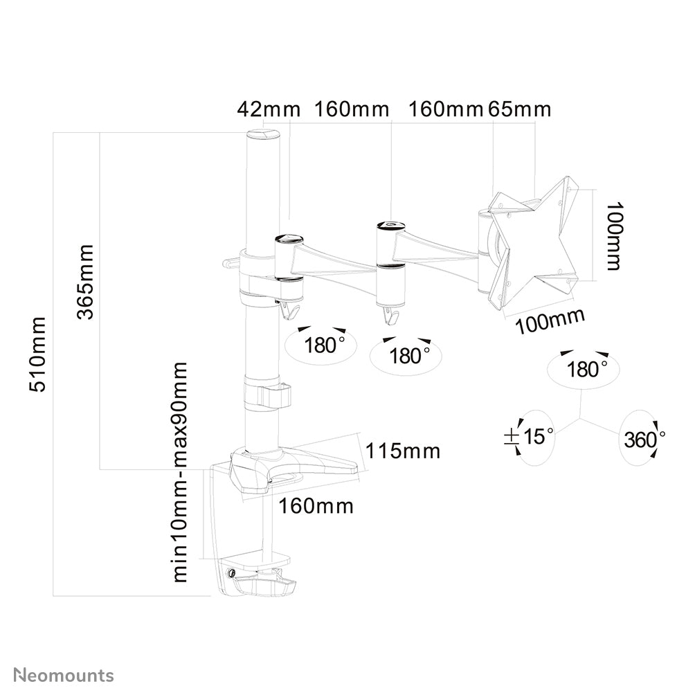Neomounts FPMA-D1330SILVER Monitorarm 10-30"