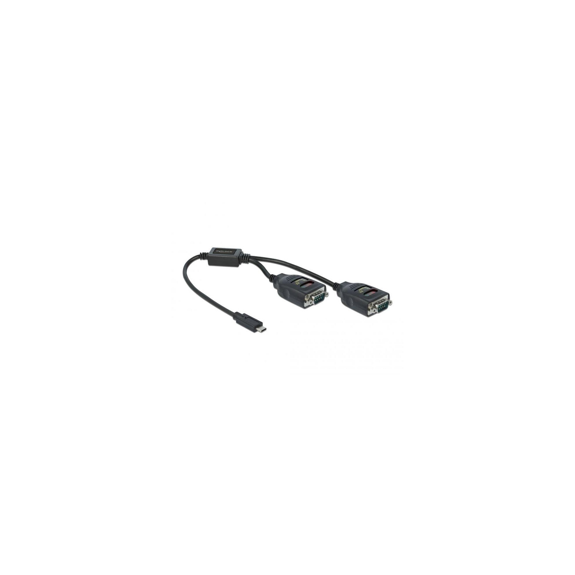 Delock Adapter USB-C-2x Seriell DB9 RS-232