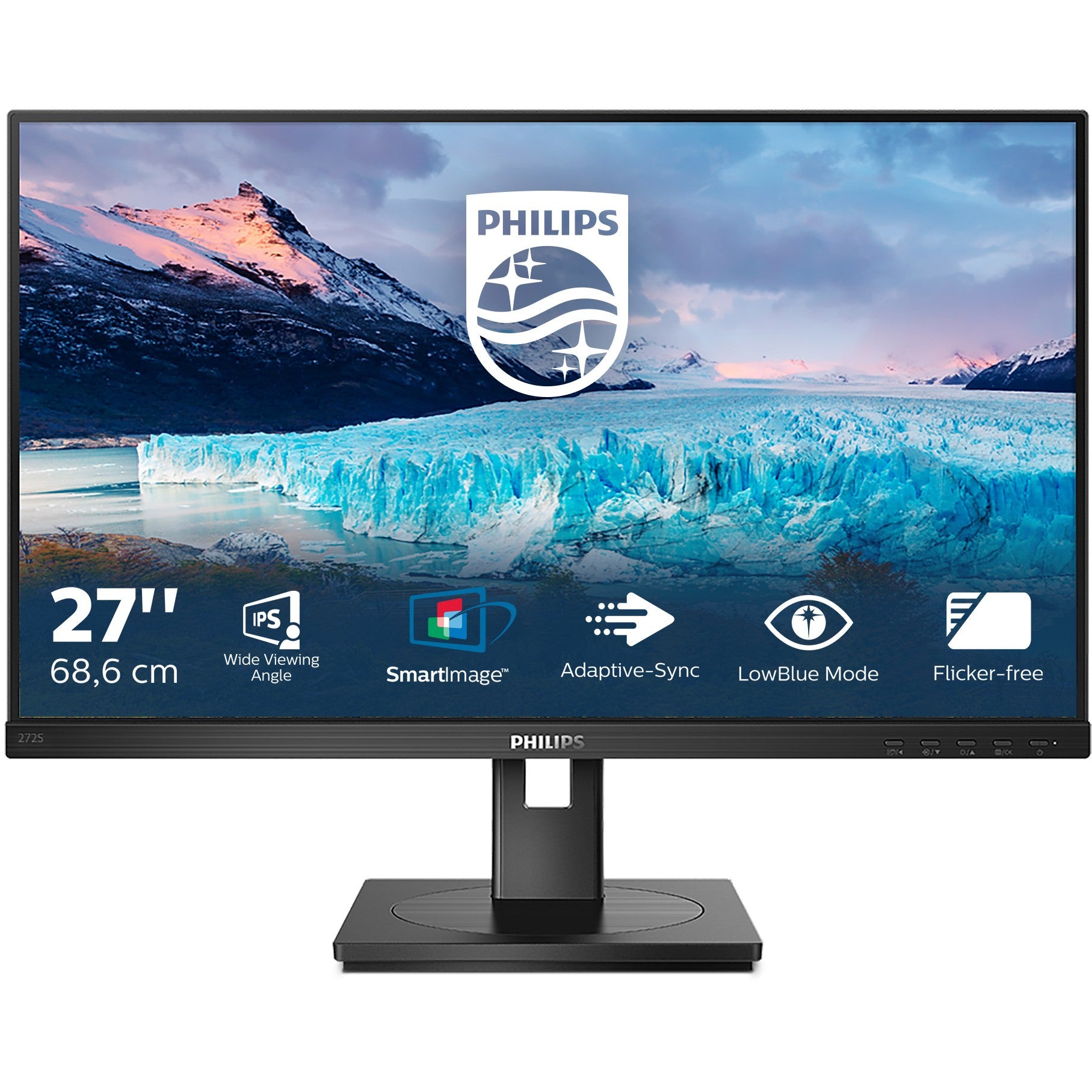 68.6cm/27'' (1920x1080) Philips S-line 272S1AE 16:9 4ms HDMI DVI-D VGA DisplayPort VESA Pivot Speaker Full HD Black