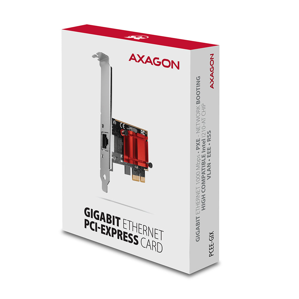 Axagon PCEE-GIX PCIe - Gigabit Ethernet adapter Intel i210AT, PXE, w. SP & LP