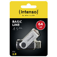 Intenso Basic Line USB-Stick 64 GB USB Typ-A 2.0 Schwarz, Silber