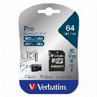 Verbatim CARD 64GB Verbatim Pro MicroXC 90MB/s +Adapter – Ansicht 3