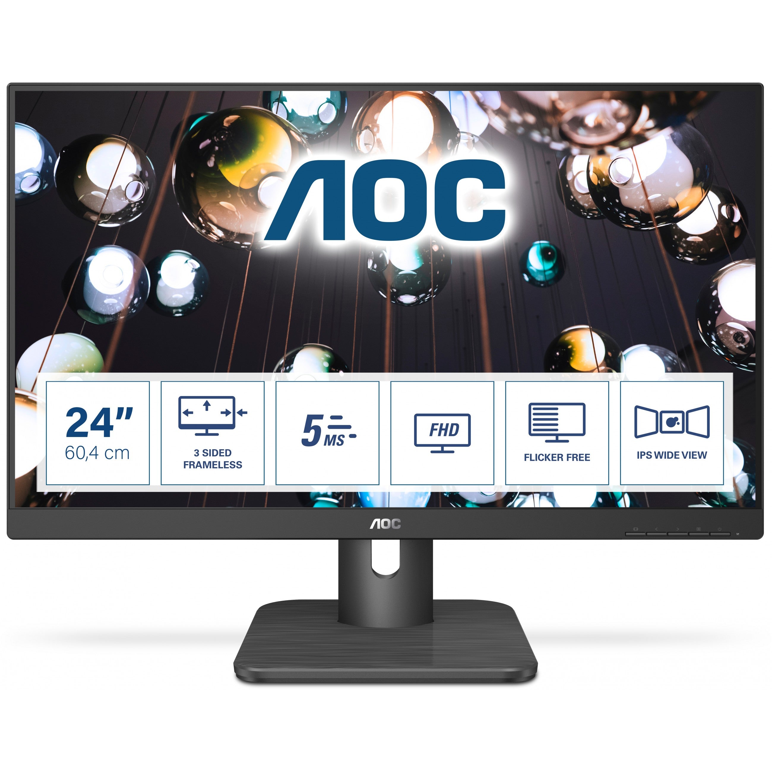 60.5cm/23.8'' (1920x1080) AOC 24E1Q 16:9 5ms IPS HDMI VGA DisplayPort VESA Speaker Full HD Black