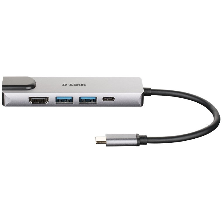 USB-C HUB 5Port D-Link DUB-M520 2xUSB3.2 Gigabit Lan RJ45 USB-C HDMI 4K passiv Silver Black