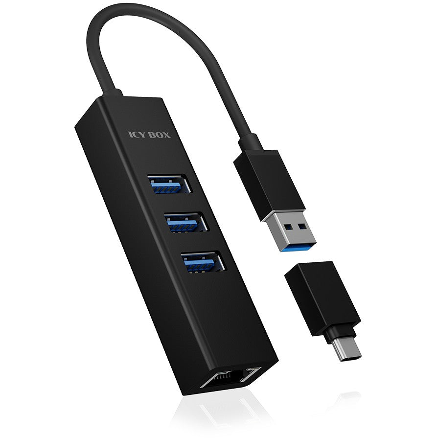 ICY BOX IB-HUB1419-LAN USB 3.0/USB-C HUB 3xUSB 3.0| 1xGigabit LAN