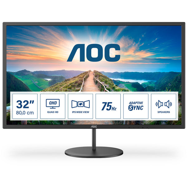 81,3 cm/32'' (2560x1440) AOC Q32V4 16:9 4ms IPS HDMI DisplayPort VESA Altoparlanti QHD Nero