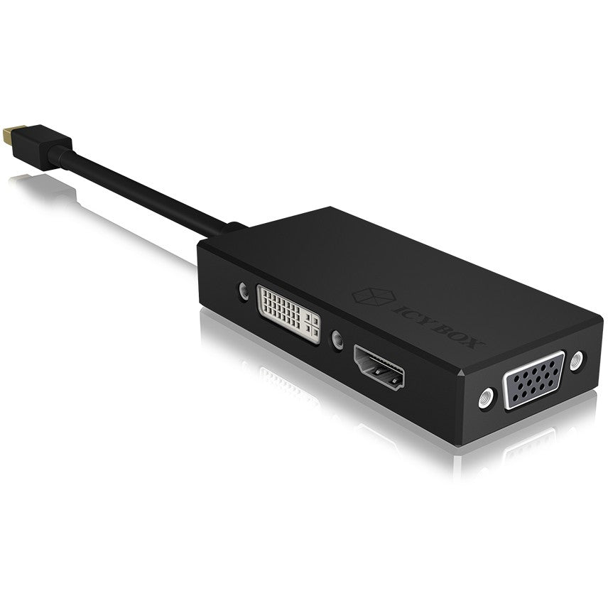 Adapter ICY BOX mini DisplayPort > DVI/HDMI/VGA 4K 60Hz Black