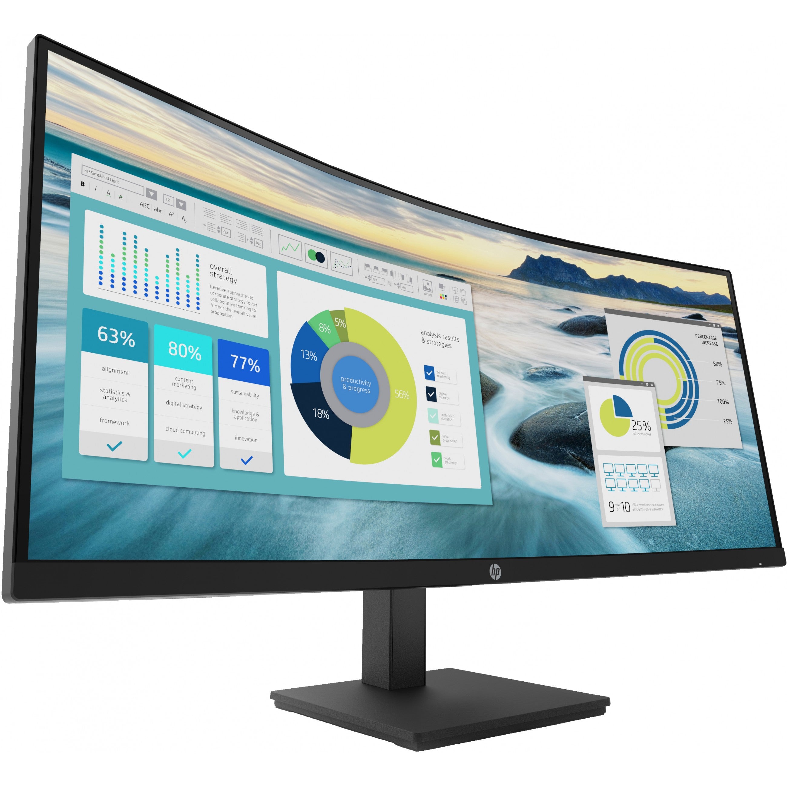 86.36cm/34'' (3440x1440) HP P34hc G4 Curved 21:9 5ms 60Hz HDMI DisplayPort USB-C VESA Speaker WQHD Black