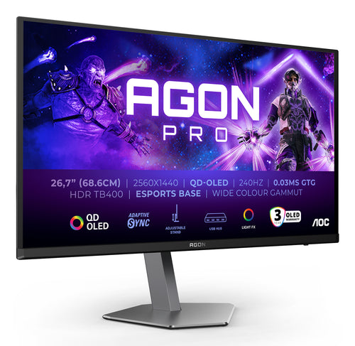 AOC AGON PRO AG276QZD2 Computerbildschirm 67,3 cm (26.5") 2560 x 1440 Pixel Quad HD QD-OLED Schwarz, Grau