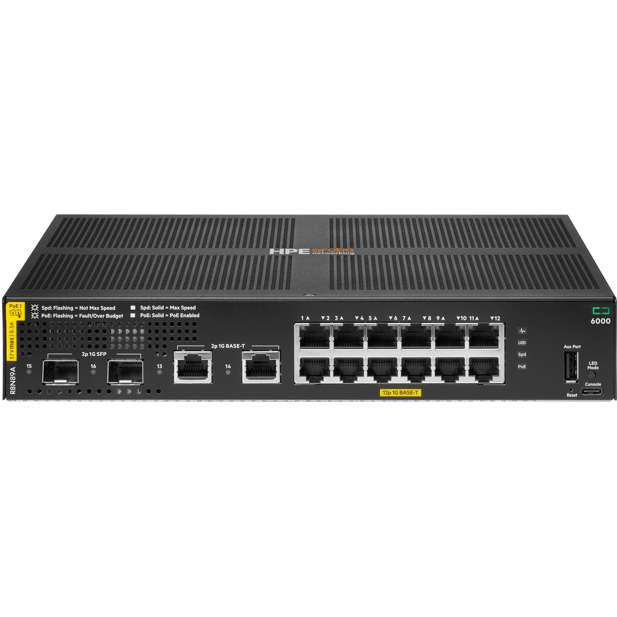 12+4P HP Enterprise Aruba 6000 12G + 2G/2SFP PoE+ (139W) Switch M RM