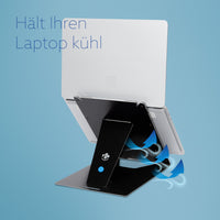 R-Go Tools Laptopständer R-Go Riser Duo, Tablet- und Laptop-Ständer in 1, ergonomisch faltbarer und einstellbarer Ständer, schwarz