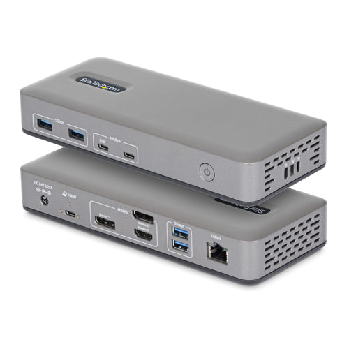 StarTech.com Dreifach Monitor USB-C Dockingstation, Dreifach 4K 60Hz MST Dock, DisplayPort und HDMI, 100W Power Delivery Laptop-Ladung, 1GbE, treiberlos, Multi-Monitor Dock, Windows