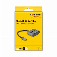 DeLOCK 4 Port USB 3.2 Gen 1 Hub mit USB Typ-A Anschluss - USB Typ-A Buchsen oben – Ansicht 3