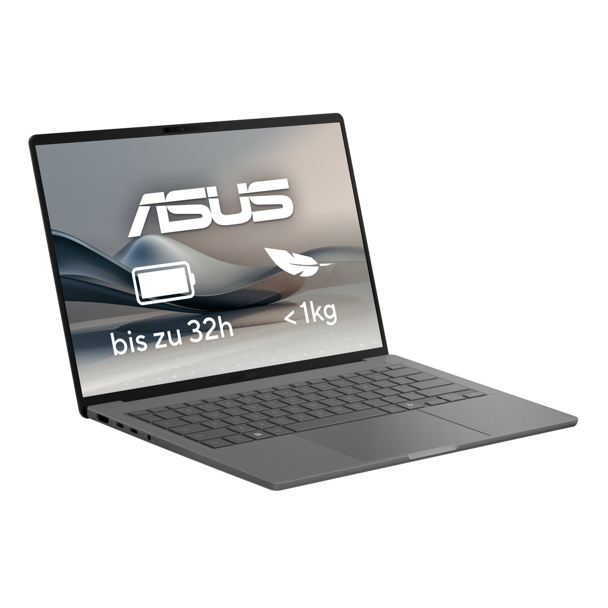 ASUS Zenbook A14 UX3407QA-QD496W Copilot+ PC Snapdragon X1-26-100 Laptop 35,6 cm (14") WUXGA 32 GB LPDDR5x-SDRAM 1 TB SSD Wi-Fi 6E (802.11ax) Windows 11 Home Deutsch Grau