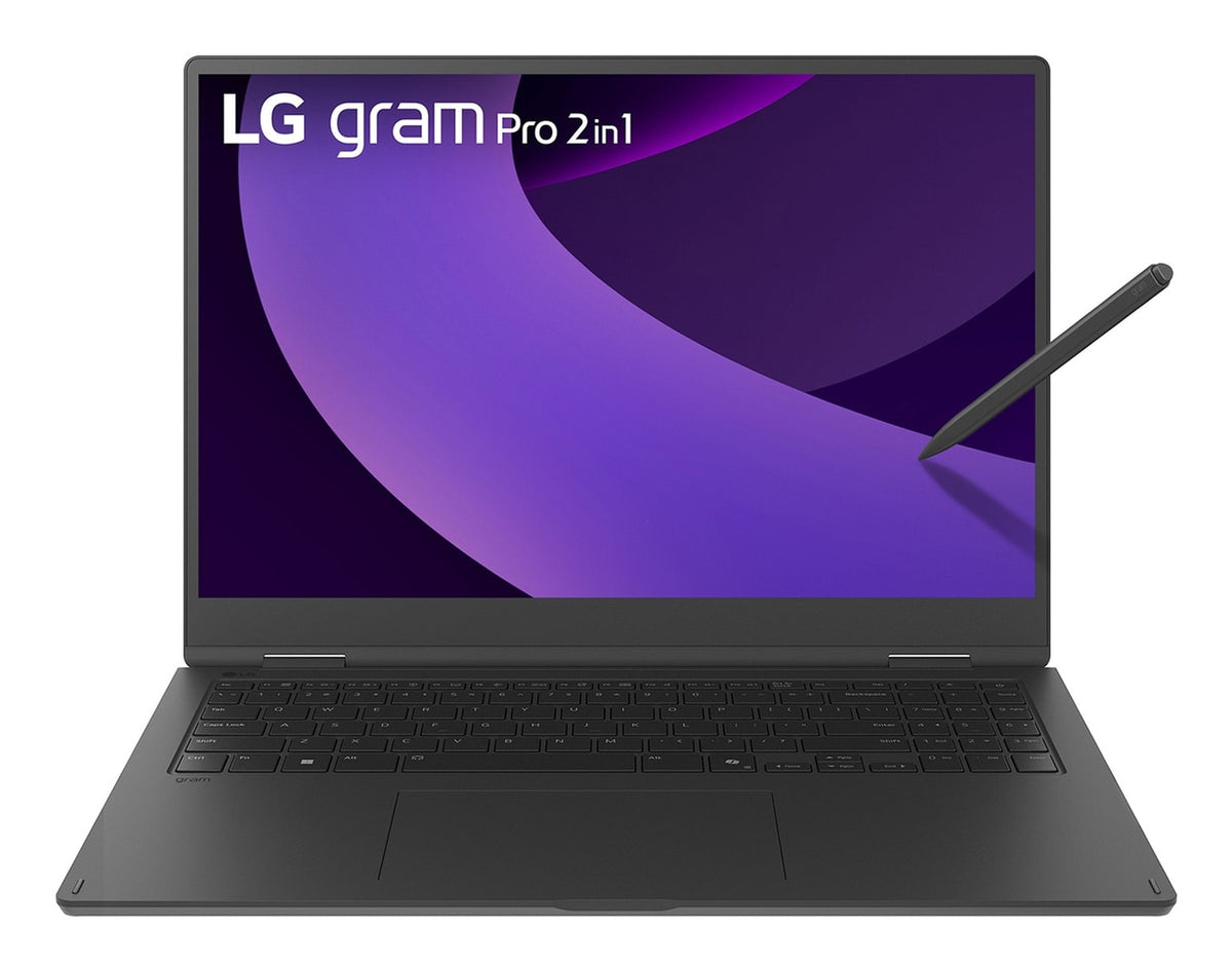LG Gram Pro 16TB90TP Intel Core Ultra 7 255H Hybrid (2-in-1) 40,6 cm (16") Touchscreen WQXGA+ 16 GB LPDDR5x-SDRAM 1 TB SSD Wi-Fi 7 (802.11be) Windows 11 Pro Deutsch Schwarz