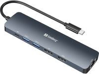 Sandberg 136-43 laptop-dockingstation & portreplikator USB 3.2 Gen 1 (3.1 Gen 1) Type-C Grau