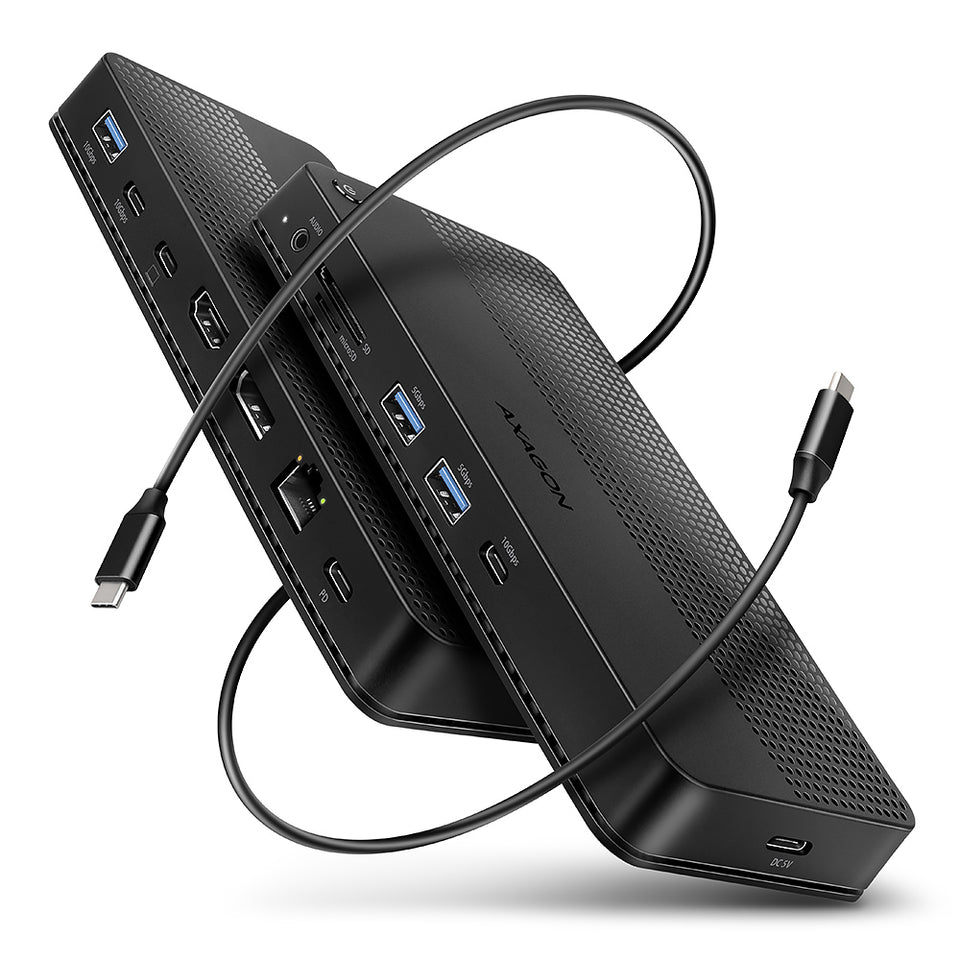 Station d'accueil Axagon HMC-U4 USB4, 3x USB-A, 2x USB-C, HDMI & DP 8K/30Hz, RJ-45, SD/mSD, audio, PD 100W