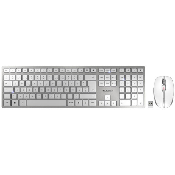 Cherry DW 9100 Slim - Tastatur-und-Maus-Set wireless white/silver QWERTZ DE
