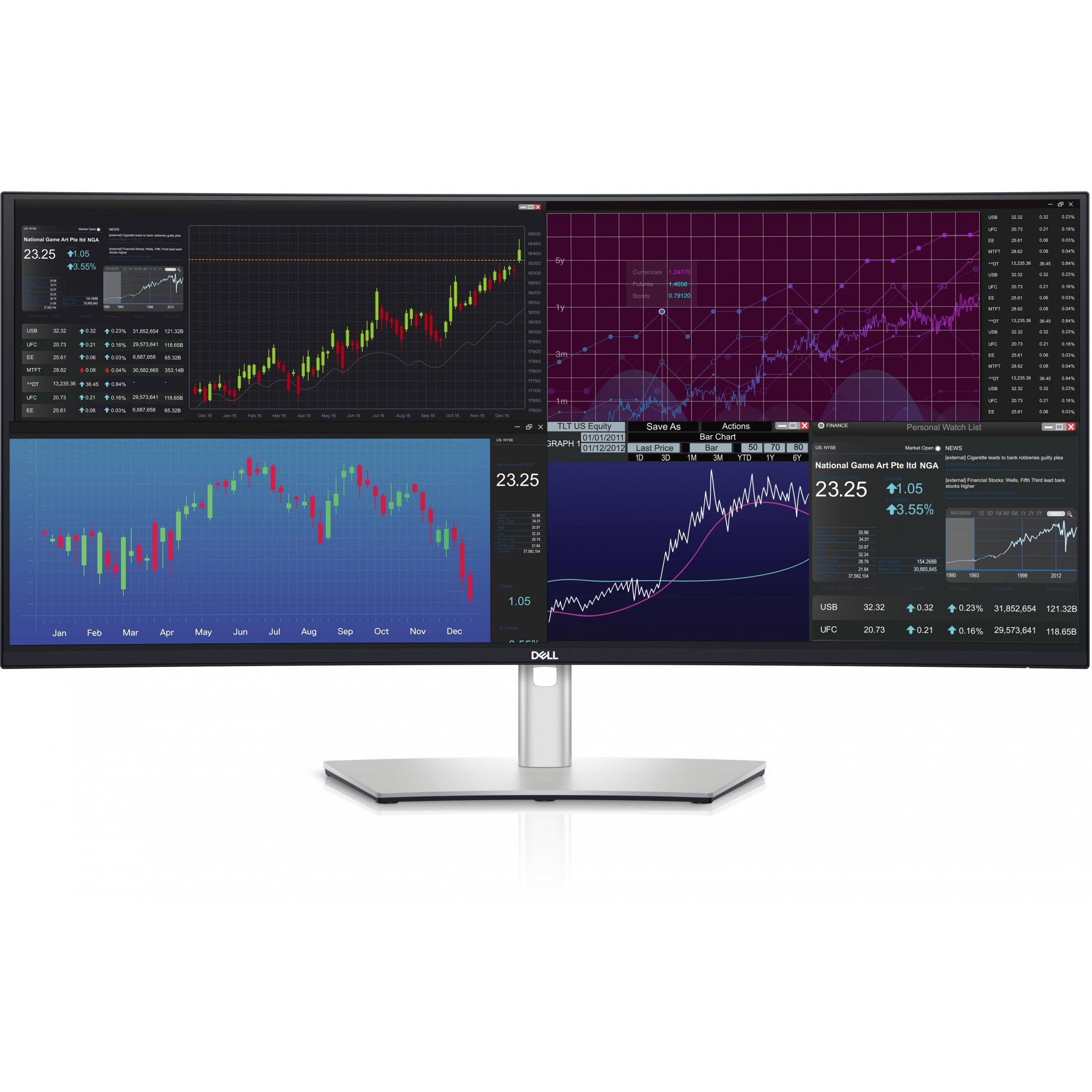 96.5cm/38" (3840x1600) Dell U3824DW UltraSharp Curved USB-C Hub Quad HD 8ms IPS Black Panel