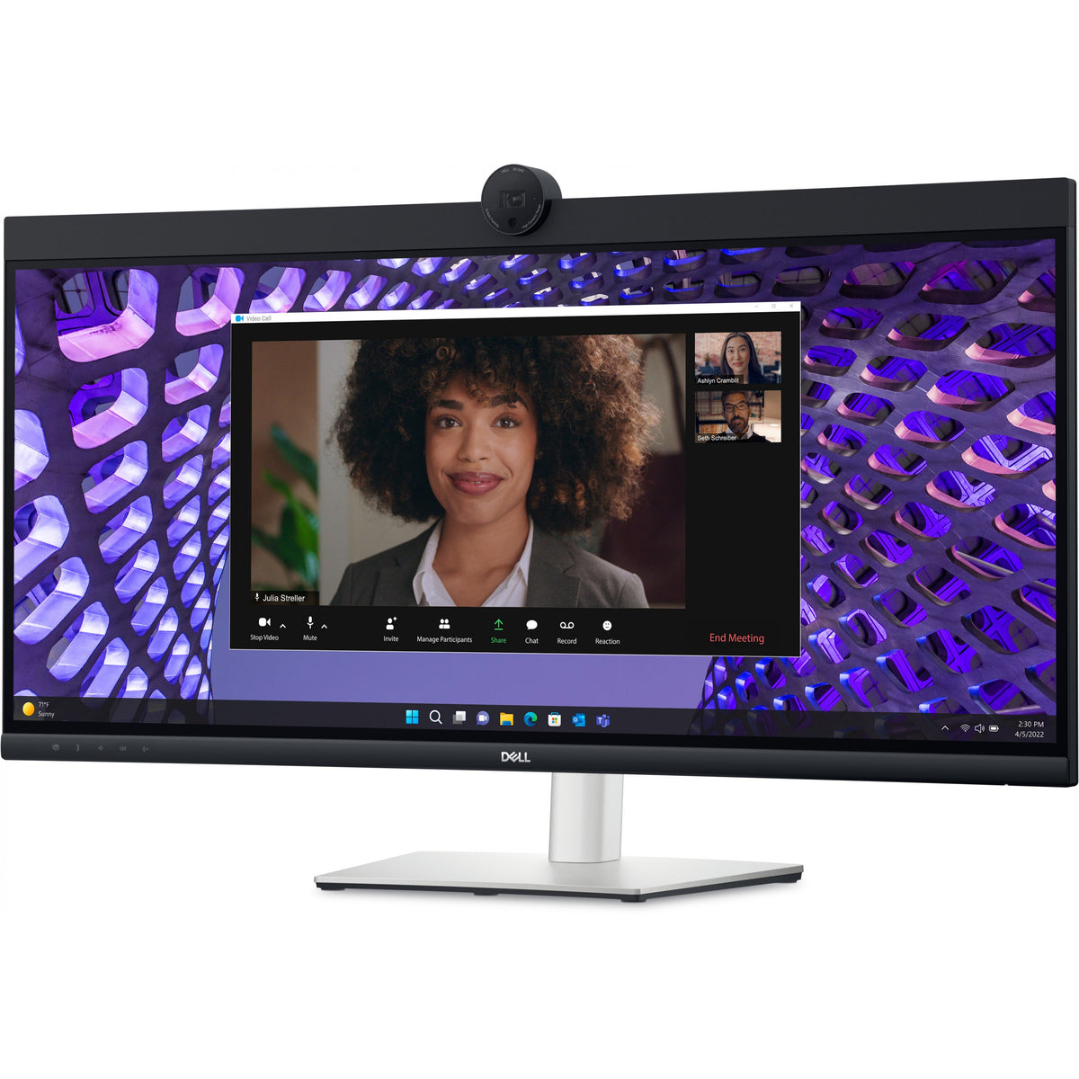 86.71cm/34" (3440x1440) Dell P3424WEB 21:9 Curved WQHD IPS 60Hz 5ms HDMI DP RJ45 Webcam USB-C VESA Black/Silver