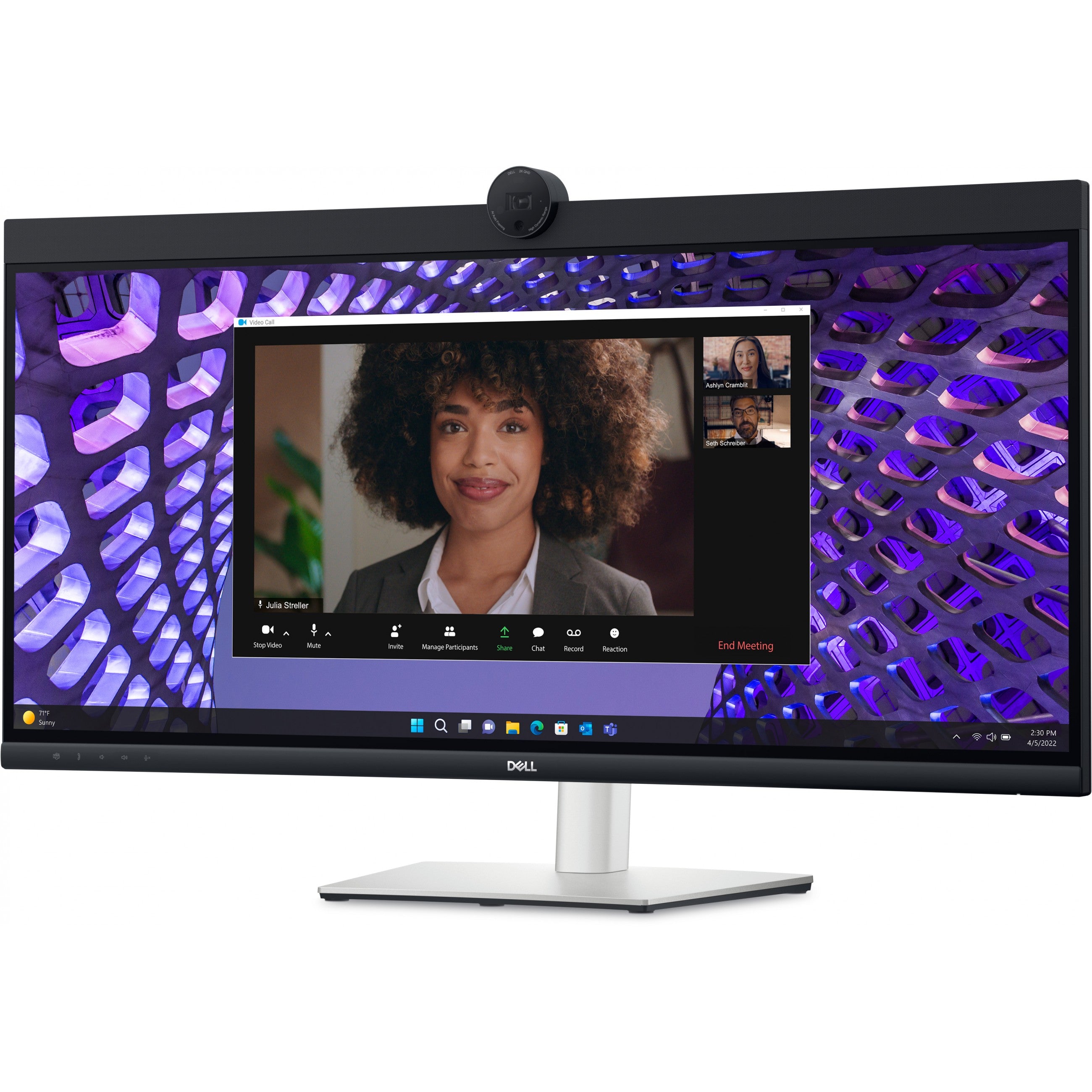 86.71cm/34" (3440x1440) Dell P3424WEB 21:9 Curved WQHD IPS 60Hz 5ms HDMI DP RJ45 Webcam USB-C VESA Black/Silver