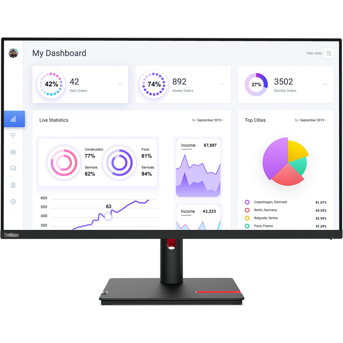 80cm/31.5" (3840x2160) Lenovo ThinkVision T32p-30 16:9 4K IPS 4ms 60Hz HDMI DP USB-C Pivot Black