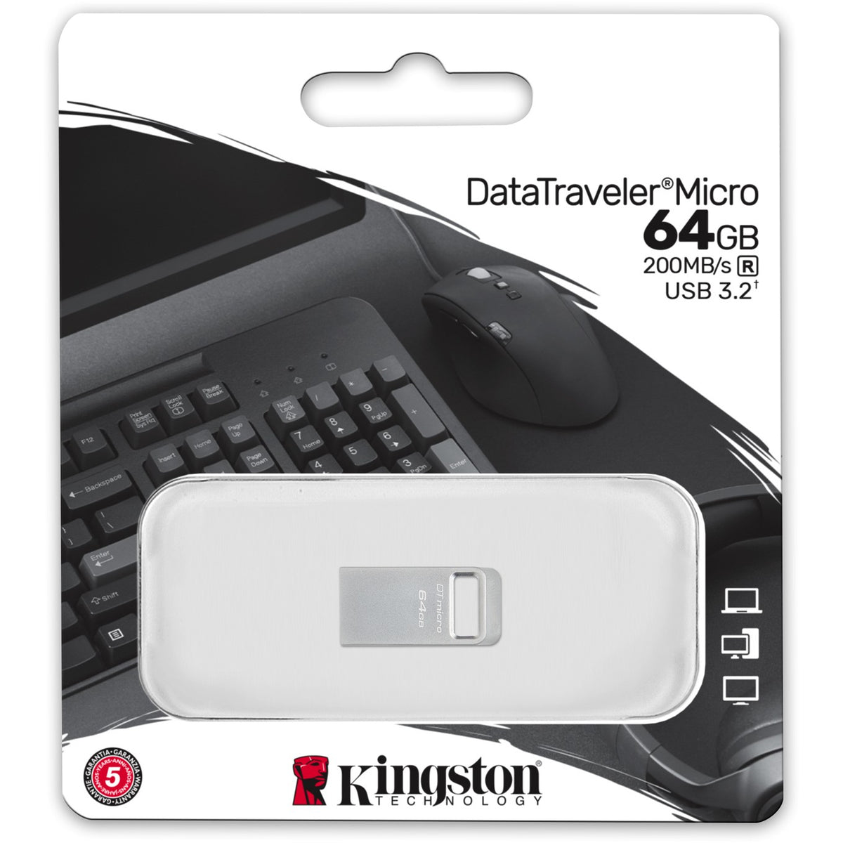 CHIAVETTA USB 64GB 3.2 Kingston DataTraveler Micro Argento