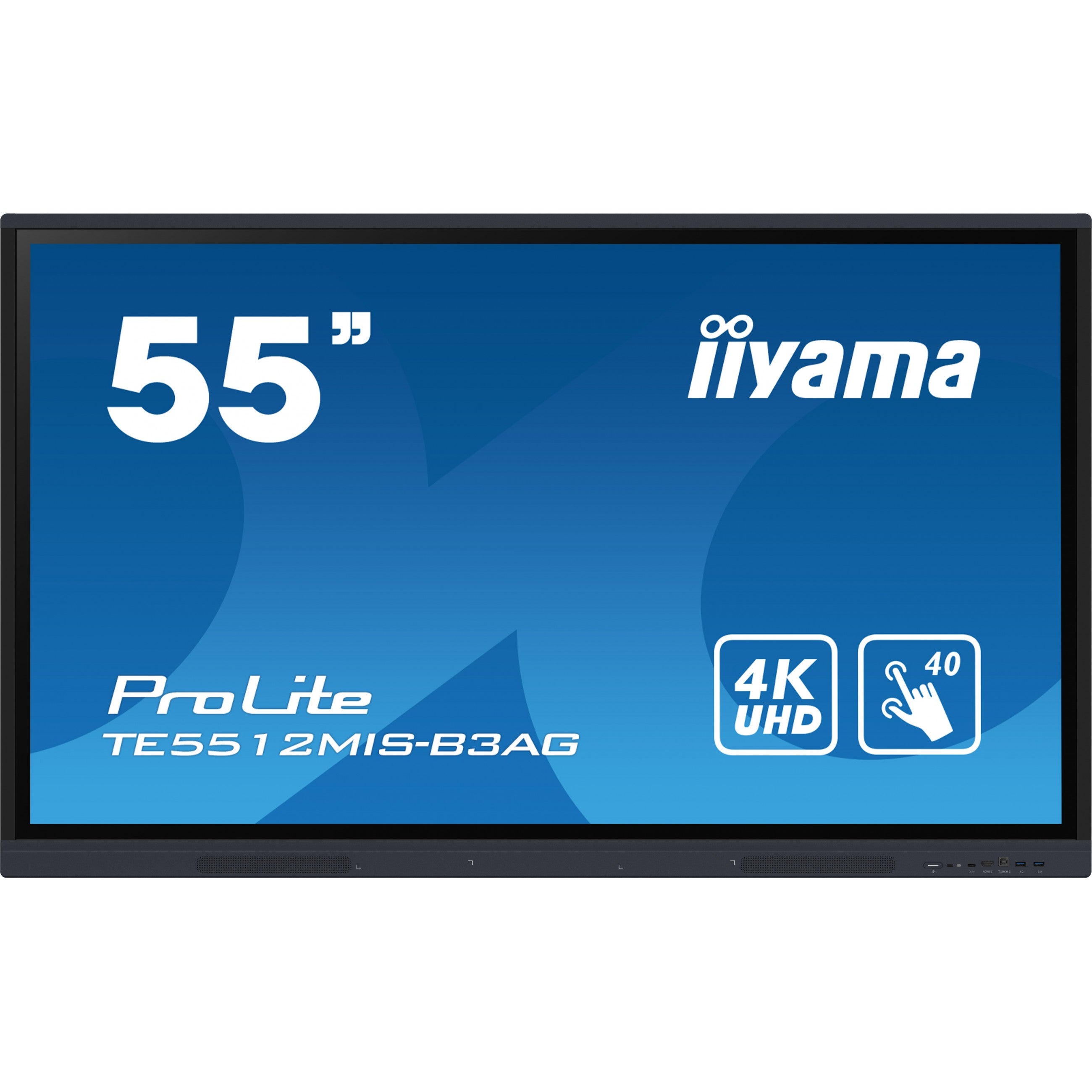140cm/55" (3840x2160) iiyama ProLite TE5512MIS-B3AG 16:9 4K UHD IPS Touch 8ms 60Hz 24/7 3xHDMI USB-C VGA LAN WIFI Speaker Black