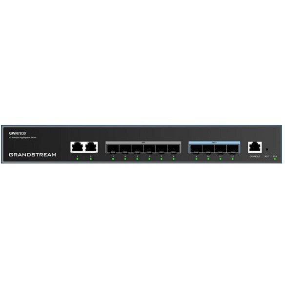 6+4P Grandstream GWN7830. 6x Gigabit ports. 4x SFP+. Layer-3-Aggregations-Switches