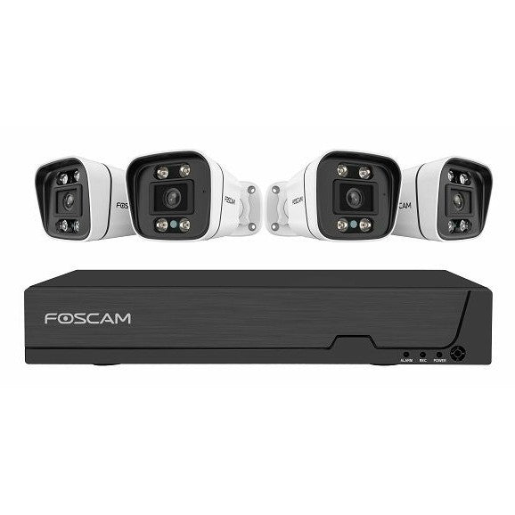 FOSCAM FN9108E-B4-2T Überwachungskameraset 4 Kameras mit Recorder Weiß