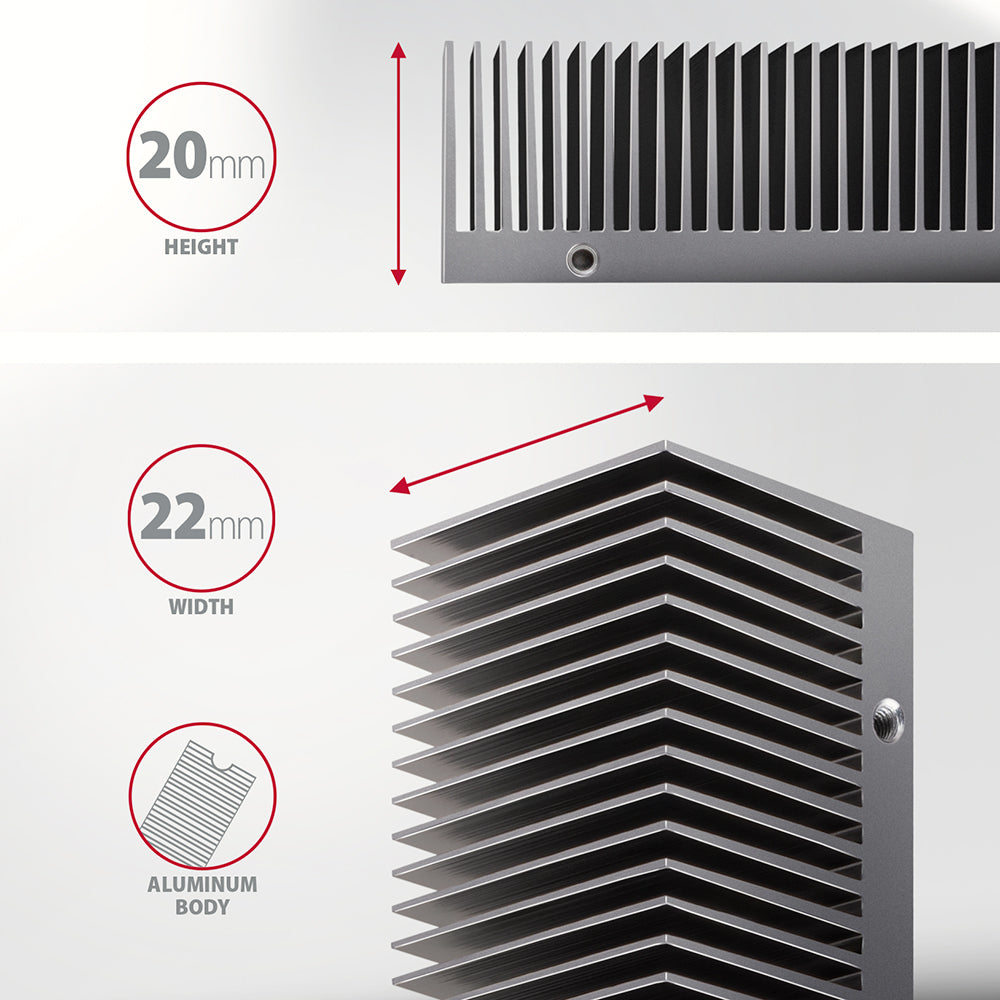 Axagon CLR-M2XT Aluminium-Passivkühler für einseitige und doppelseitige M.2-SSD-Festplatten, Größe 2280, Höhe 24 mm