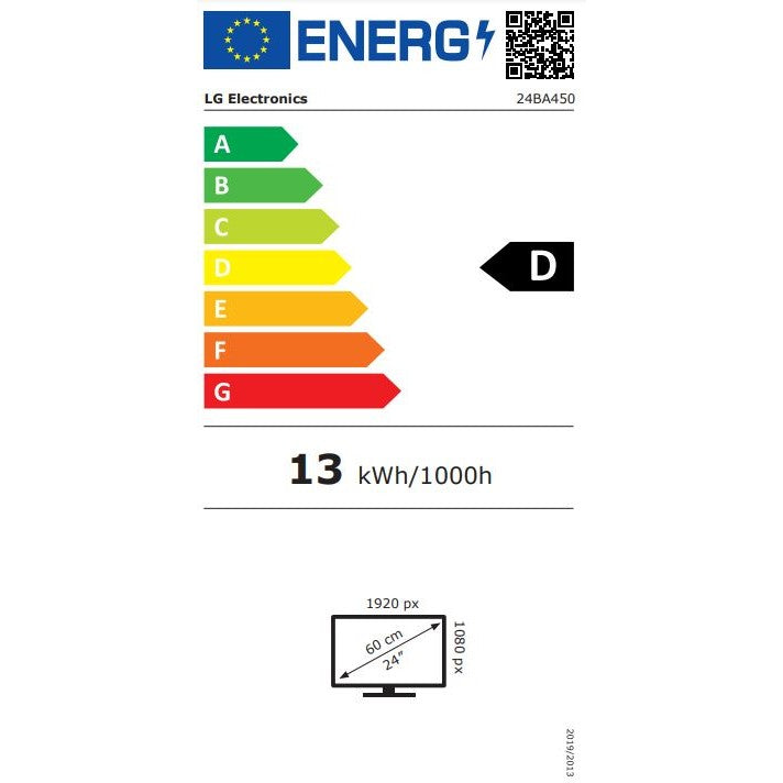 61cm/24" (1920x1080) LG 24BA450-B 16:9 FHD IPS 5ms 100Hz HDMI DP VGA Speaker Pivot Black